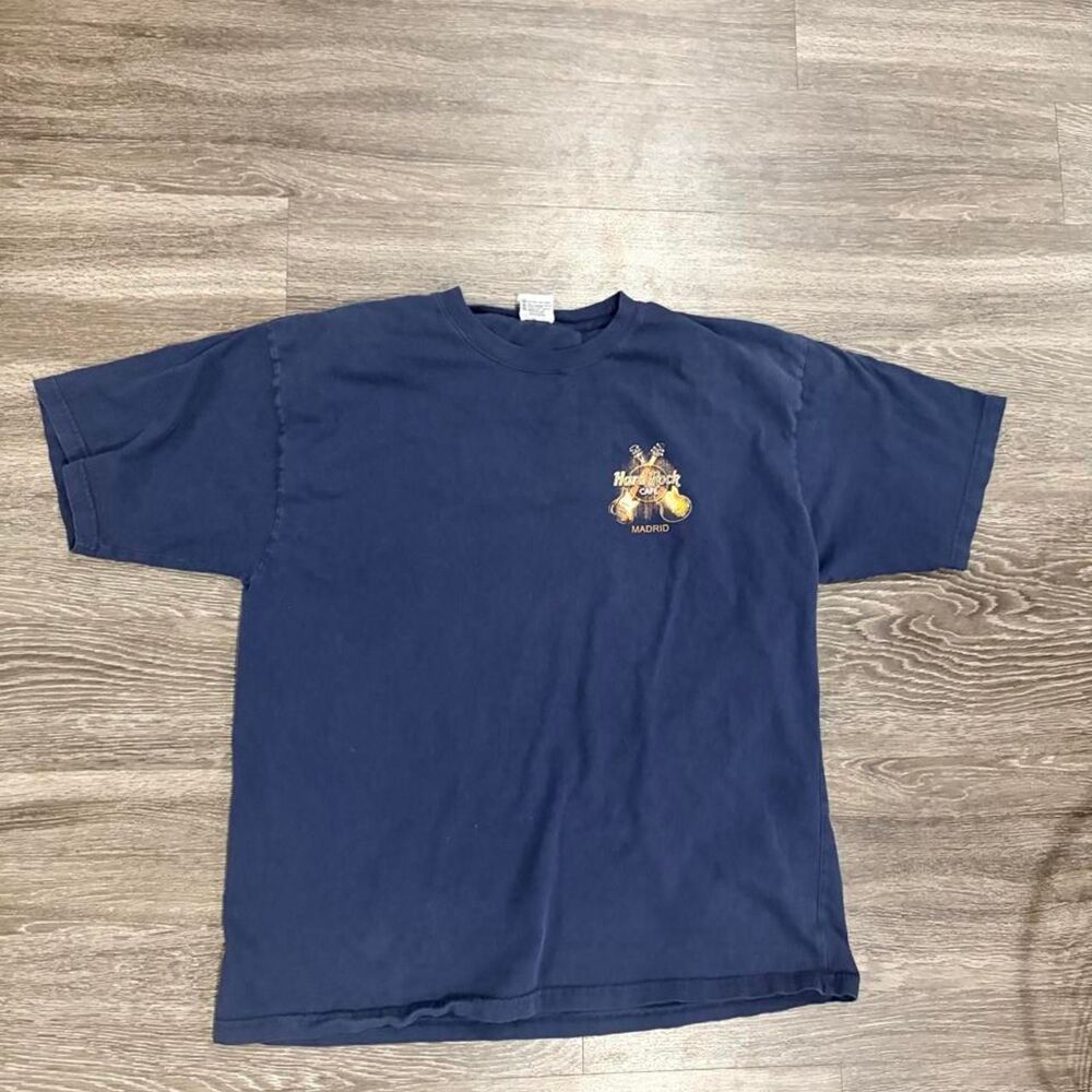 Hard-rock-cafe Men's Navy and Blue T-shirt